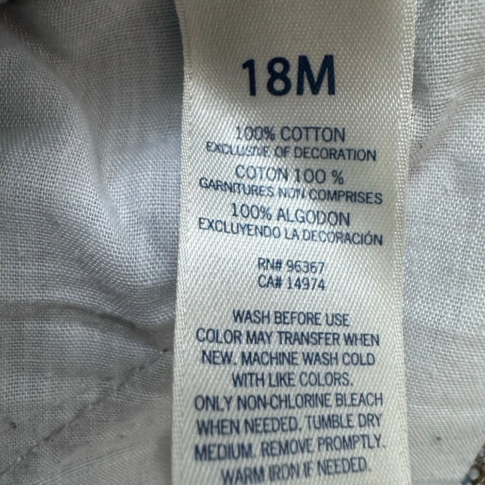 OshKosh B’Gosh Vestbak Baby Striped Denim Skirt Dress Overalls 18 Mo Railroad - Picture 6 of 7